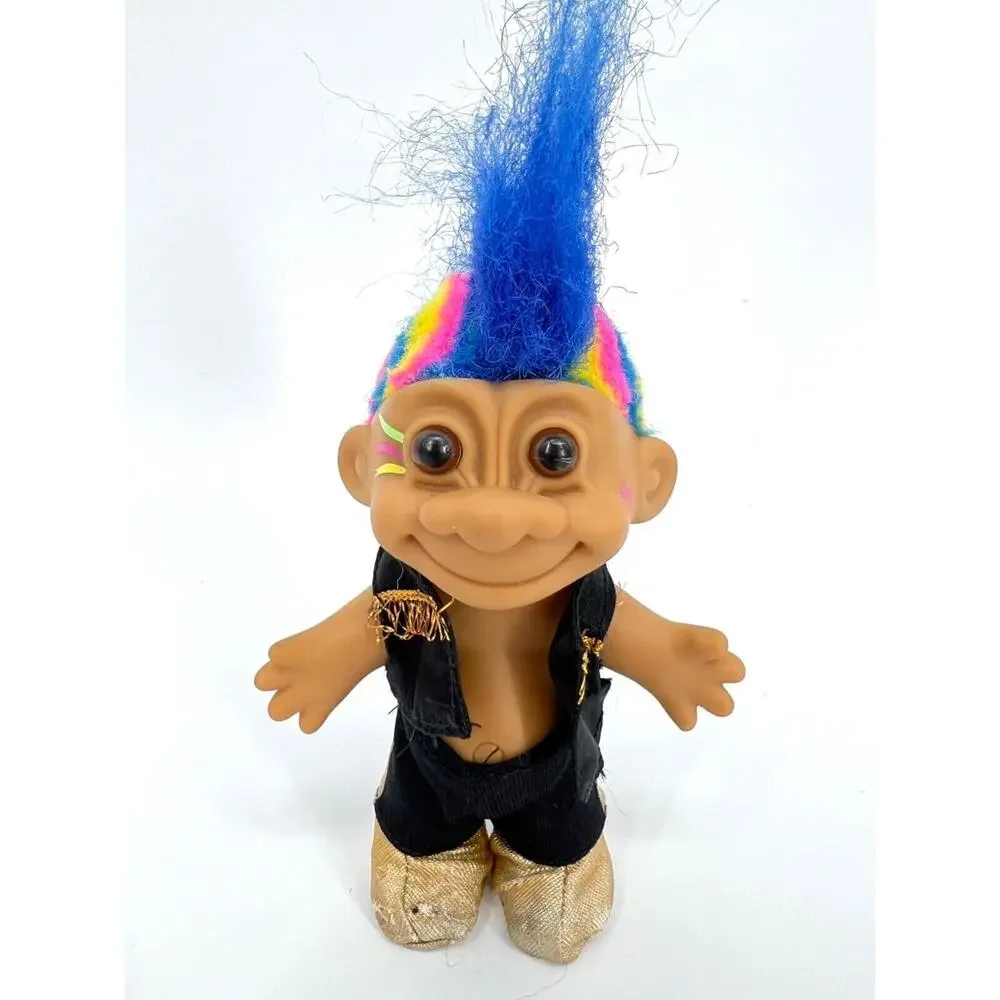 Russ Troll Doll Lucky Punk Rock Star Rainbow Mohawk